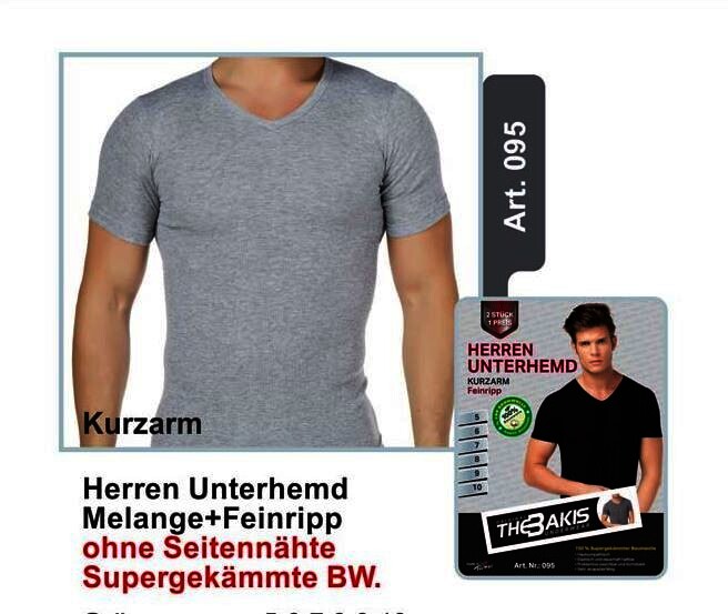 Herren Unterhemd 2er Pack Feinripp Farbe: Melange, Größe 10