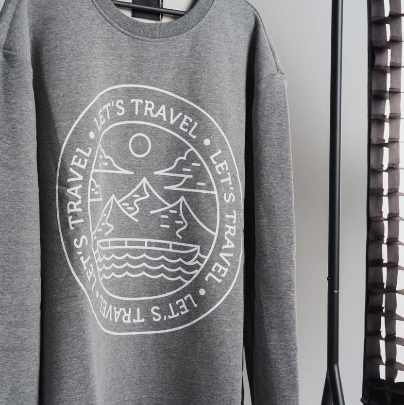 SOLLSO. Sweatshirt „Let’s Travel“, Farbe Pepper & Salt, Größe 8XL