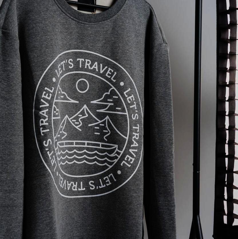 SOLLSO. Sweatshirt „Let’s Travel“, Farbe Pepper & Salt, Größe 3XL