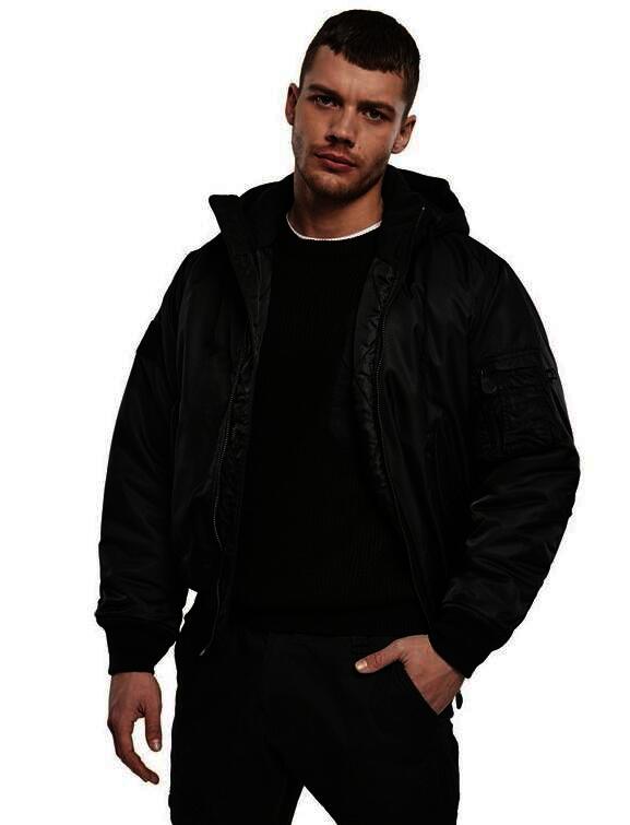 Brandit MA1 Sweat Hooded Jacket, schwarz, Größe XL