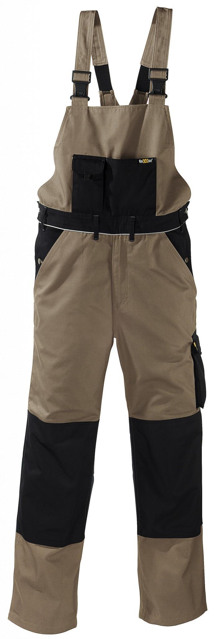 Canvas-Latzhose (320 g/m²) „AMAZONAS” Farbe khaki/schwarz, Größe 64