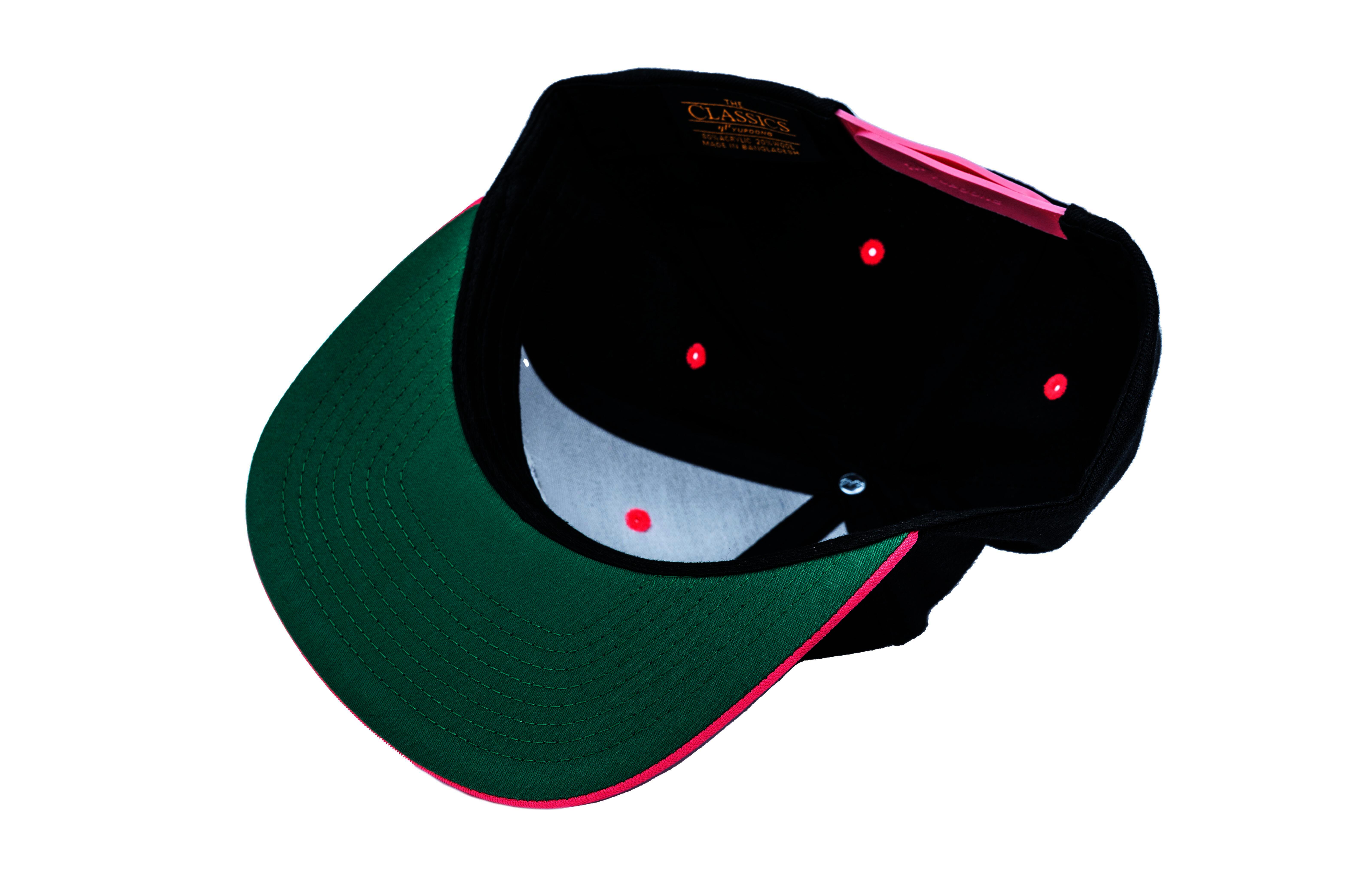 SOLLSO. Classic Snapback 2-Tone Cap, Black-Neon Pink