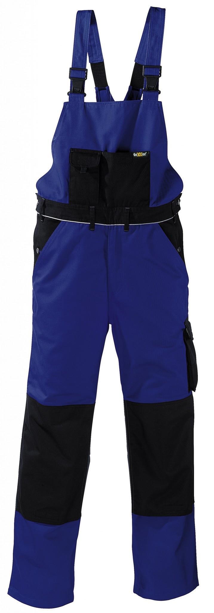 Canvas-Latzhose (320 g/m²) „AMAZONAS” Farbe kornblau/schwarz Größe 60