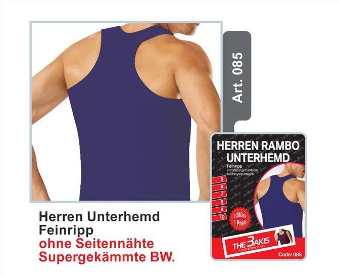 Herren Unterhemd 2er Pack Feinripp Farbe: Blau, Größe 6