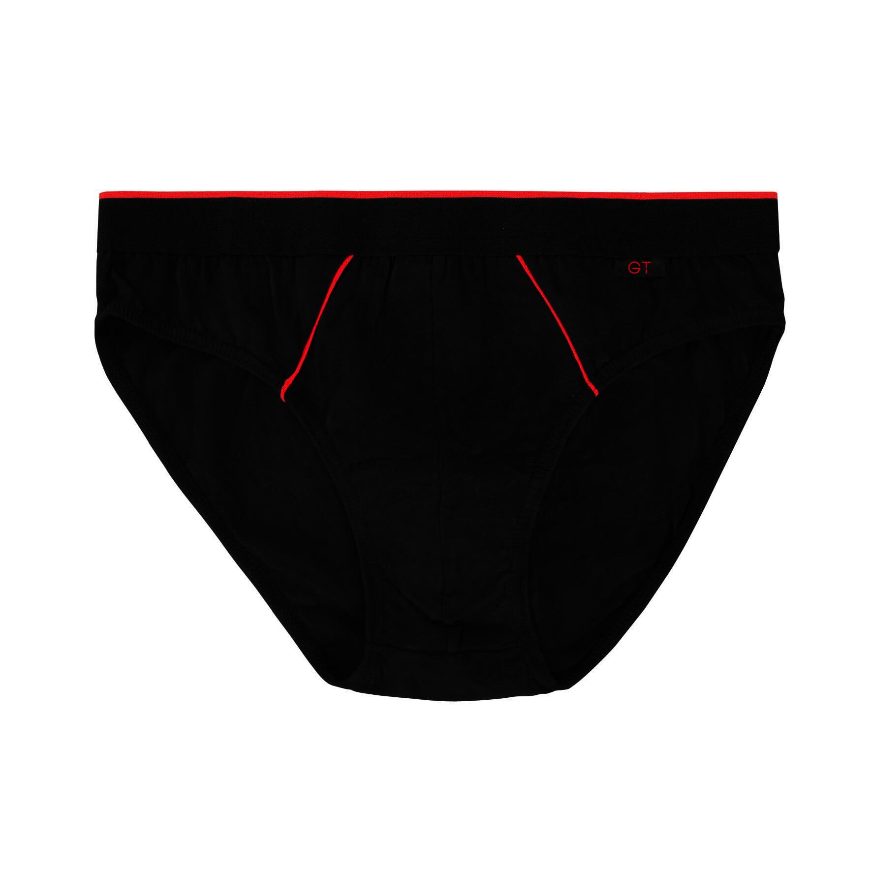 Herren Slips 27438, Schwarz mit versch. Farbigen Paspeln, 4er-Pack, Gr.5