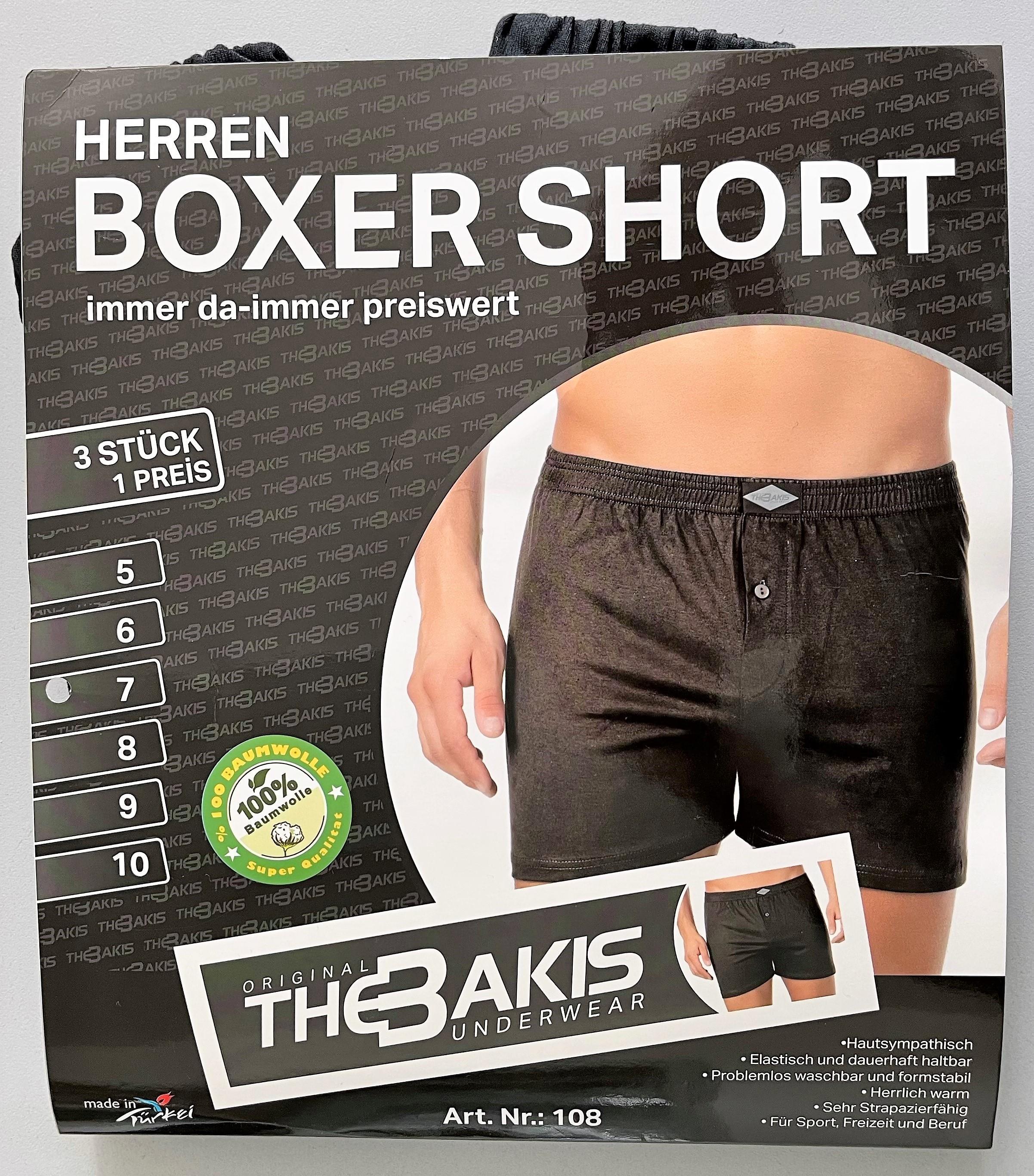 The BAKIS Herren Boxer Short, 2 x 3er Pack, schwarz, Größe 10