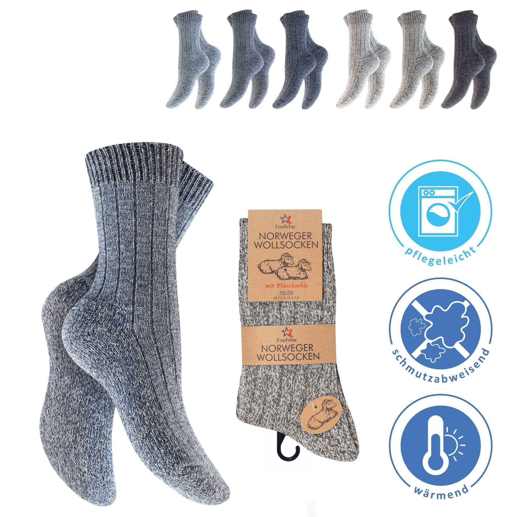 Damen Norwegersocken 62789, 3er-Pack, Gr.39/42