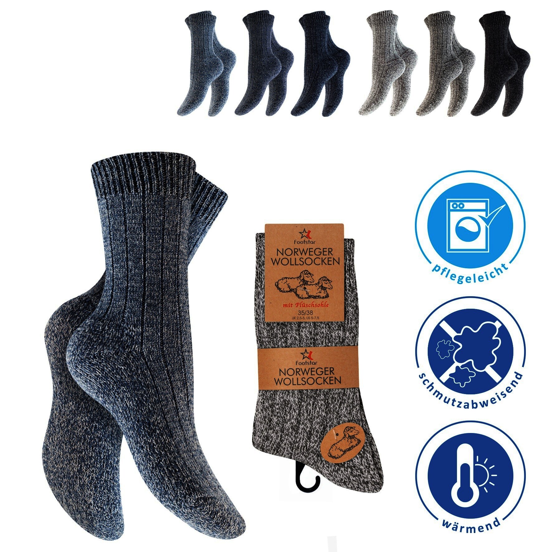 Damen Norwegersocken 62789, 3er-Pack, Gr.39/42