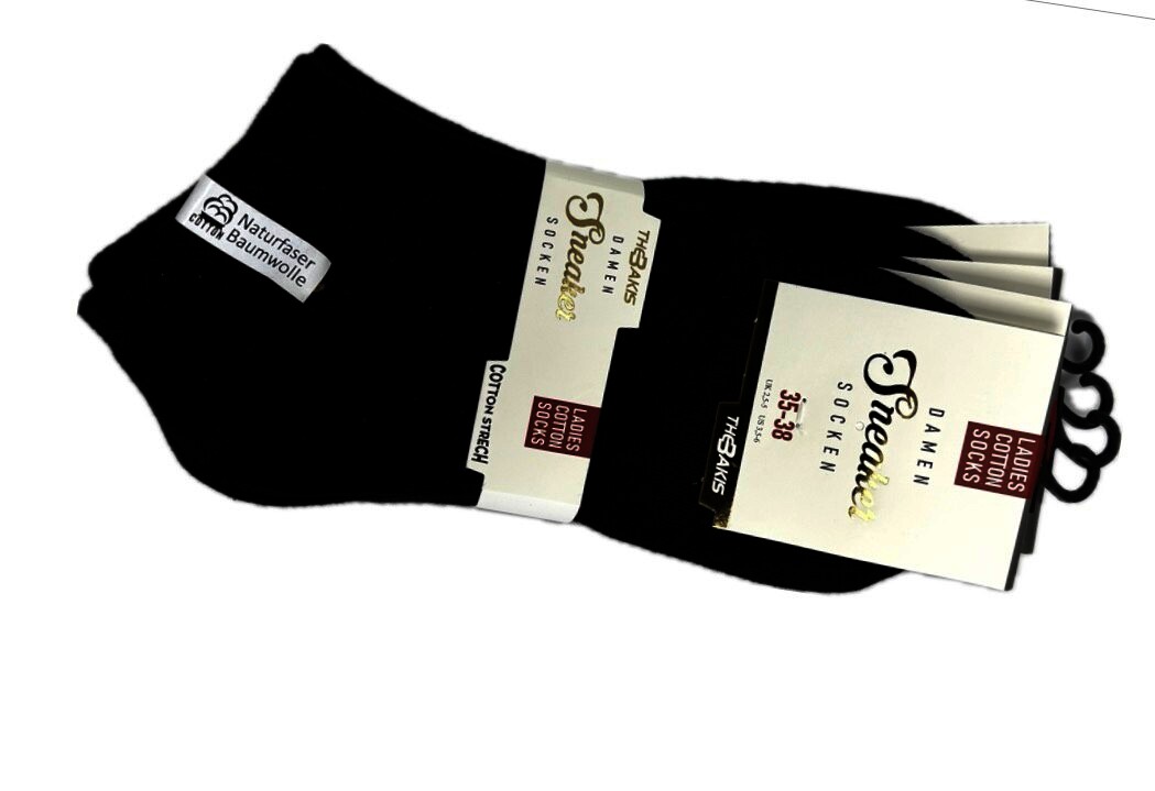 Damen Sneaker-Socken 7001, schwarz, 2 x 4er-Pack, Gr.39/42
