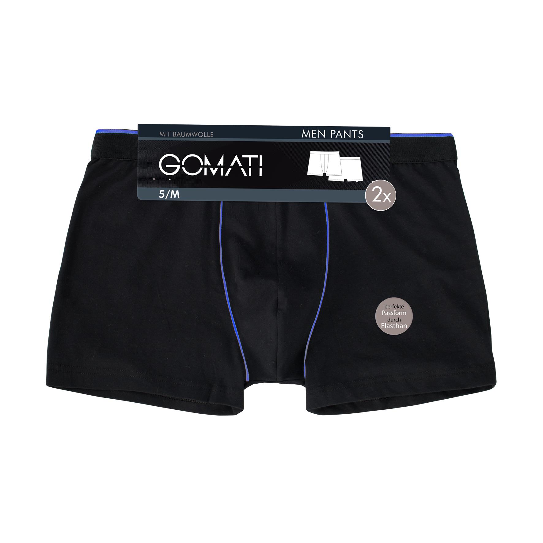 Herren Pants 27439, Schwarz mit versch. farbigen Paspeln, 6er-Pack, Gr.8