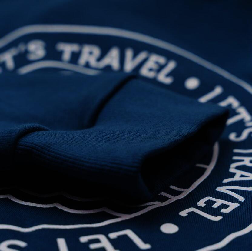 SOLLSO. Premium Hoodie "Let’s Travel" Farbe Navy Blue, Größe 3XL