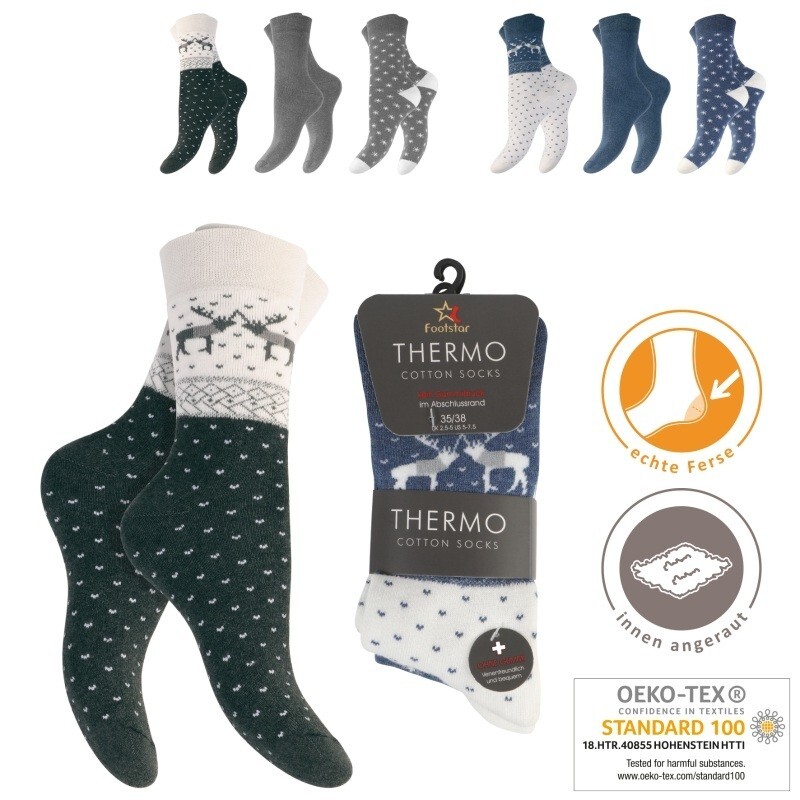 Damen Thermosocken 68305, Komfortbund, 3er-Pack , Gr. 39/42