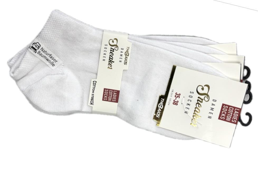Damen Sneaker-Socken 7002, weiß, 2 x 4er-Pack, Gr.39/42
