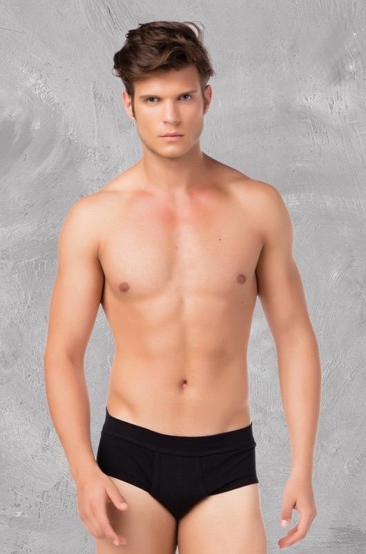 Herren Slip mit Eingriff 2 x 3er Pack Feinripp Farbe: schwarz, Größe 9