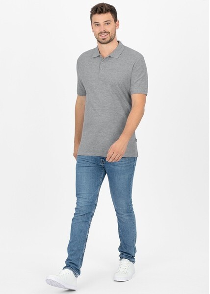 JAKO Herren Polo-Shirt Organic, hellgrau meliert, Gr.XL