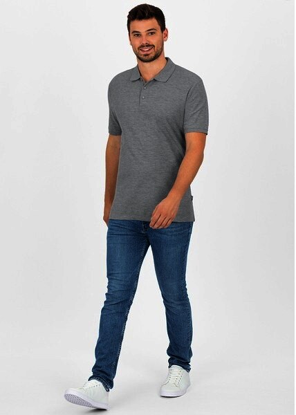 JAKO Herren Polo-Shirt Organic, hellgrau meliert, Gr.XL
