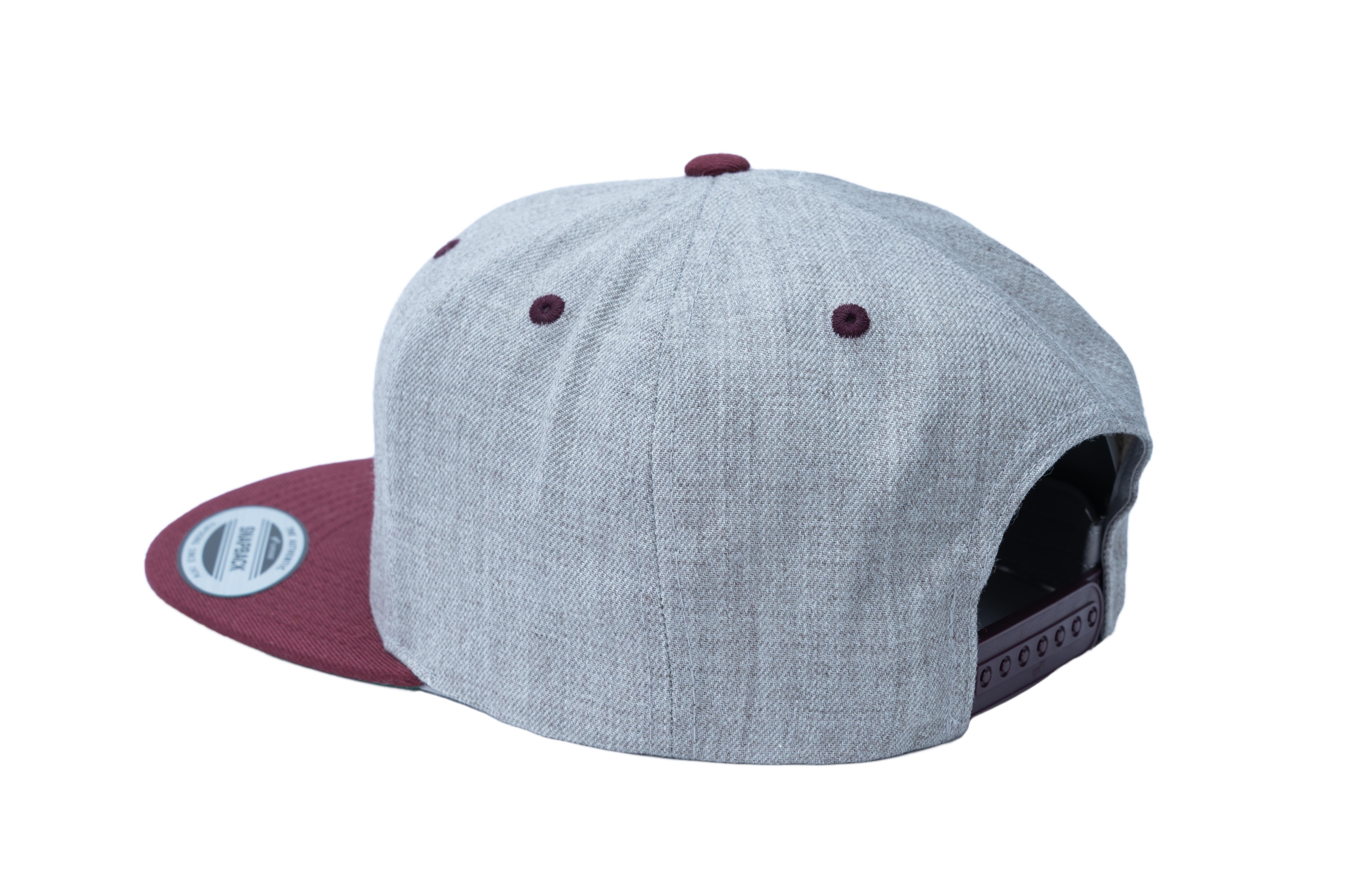 SOLLSO. Classic Snapback 2-Tone Cap, Grey-Maroon
