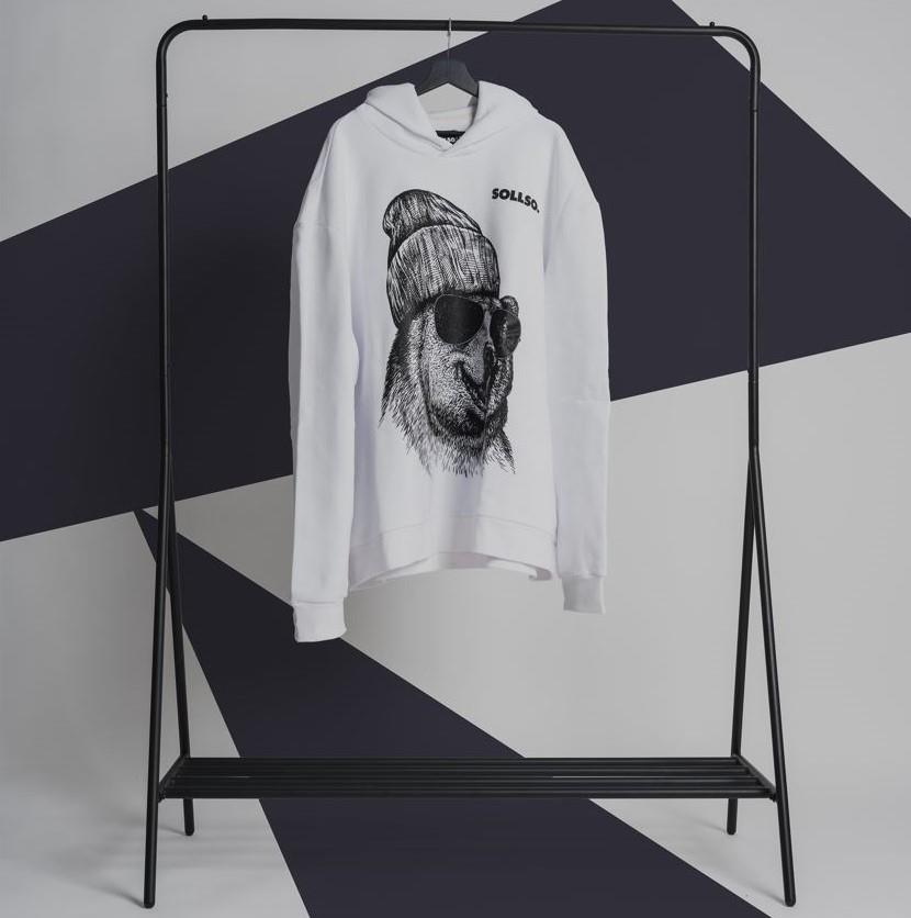 SOLLSO. Hoodie „Winterbear“, Farbe Melange White, Größe 8XL SOLLSO. Hoodie „Winterbear“, Farbe Melange White, Größe 8XL