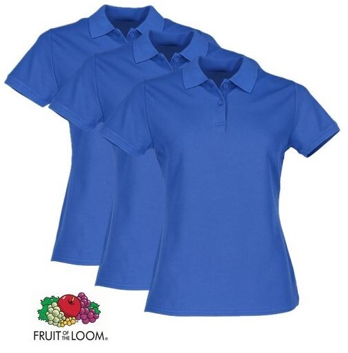 FOTL  Damen Premium-Poloshirt, 3er-Pack, royalblau, Gr.S