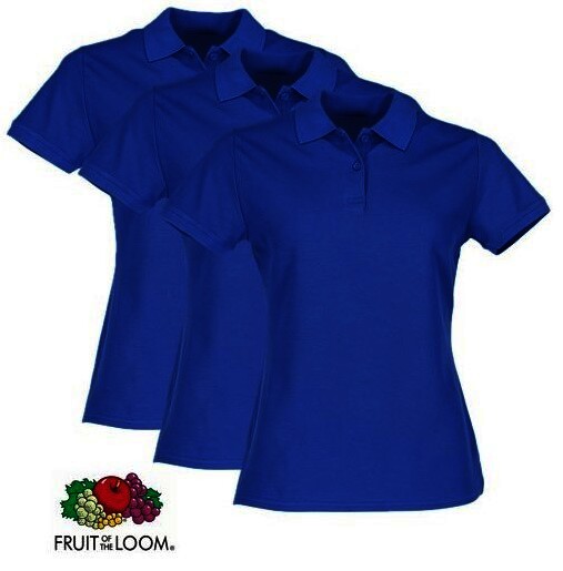 FOTL  Damen Premium-Poloshirt, 3er-Pack, royalblau, Gr.S