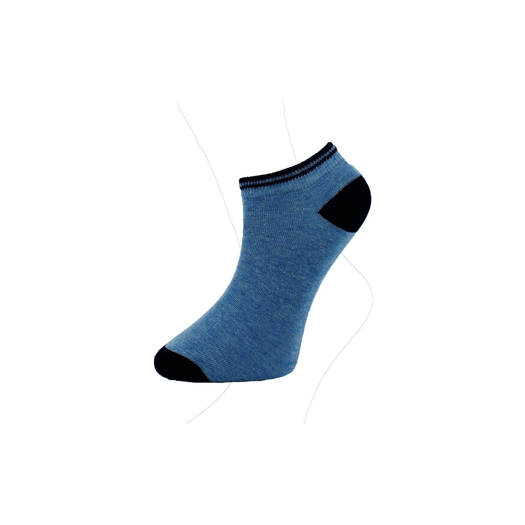 Damen Sneaker-Socken 7012, Blautöne bunt,2 x  4er Pack, Gr.35/38