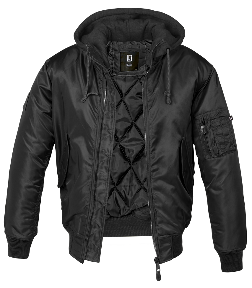 Brandit MA1 Sweat Hooded Jacket, schwarz, Größe 3XL