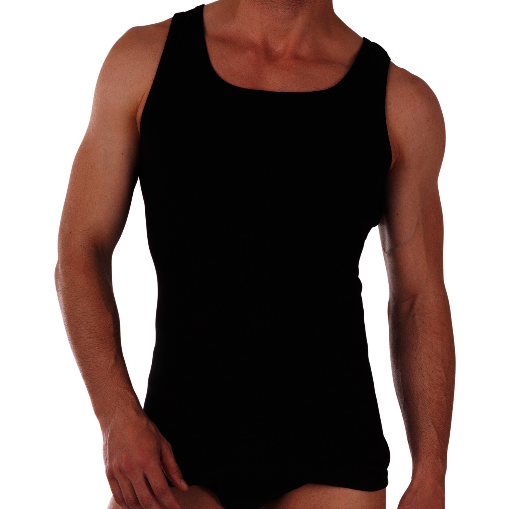 2er-Pack Herren-Unterhemd 20430, Feinripp, Schwarz, Gr.6