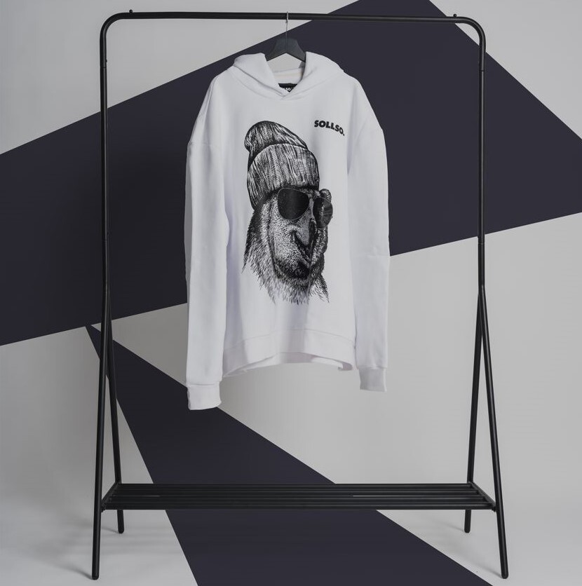 Hoodie „Winterbear“ by SOLLSO.,Melange White, Gr.L