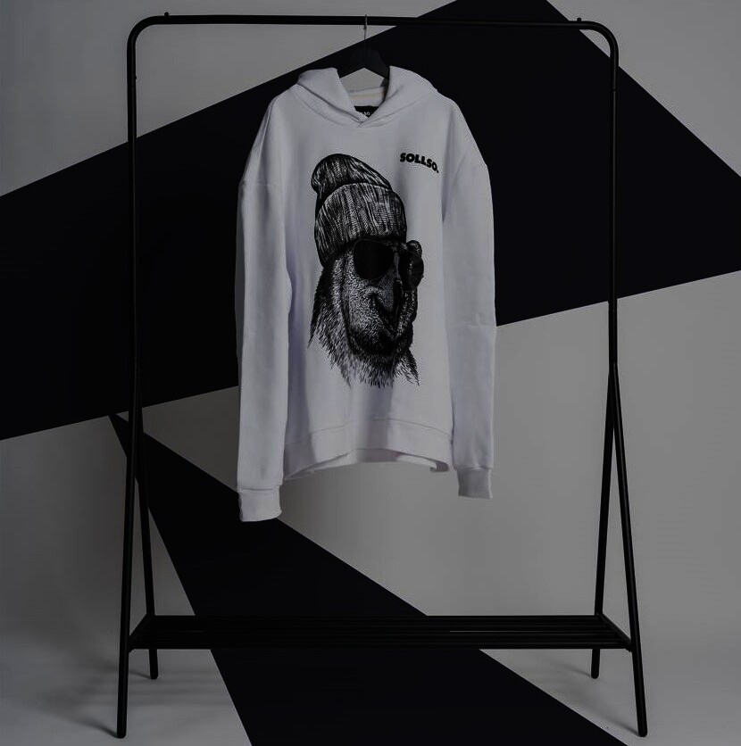 Hoodie „Winterbear“ by SOLLSO.,Melange White, Gr.L