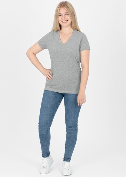 JAKO Damen T-Shirt Organic, hellgrau meliert, Gr.38