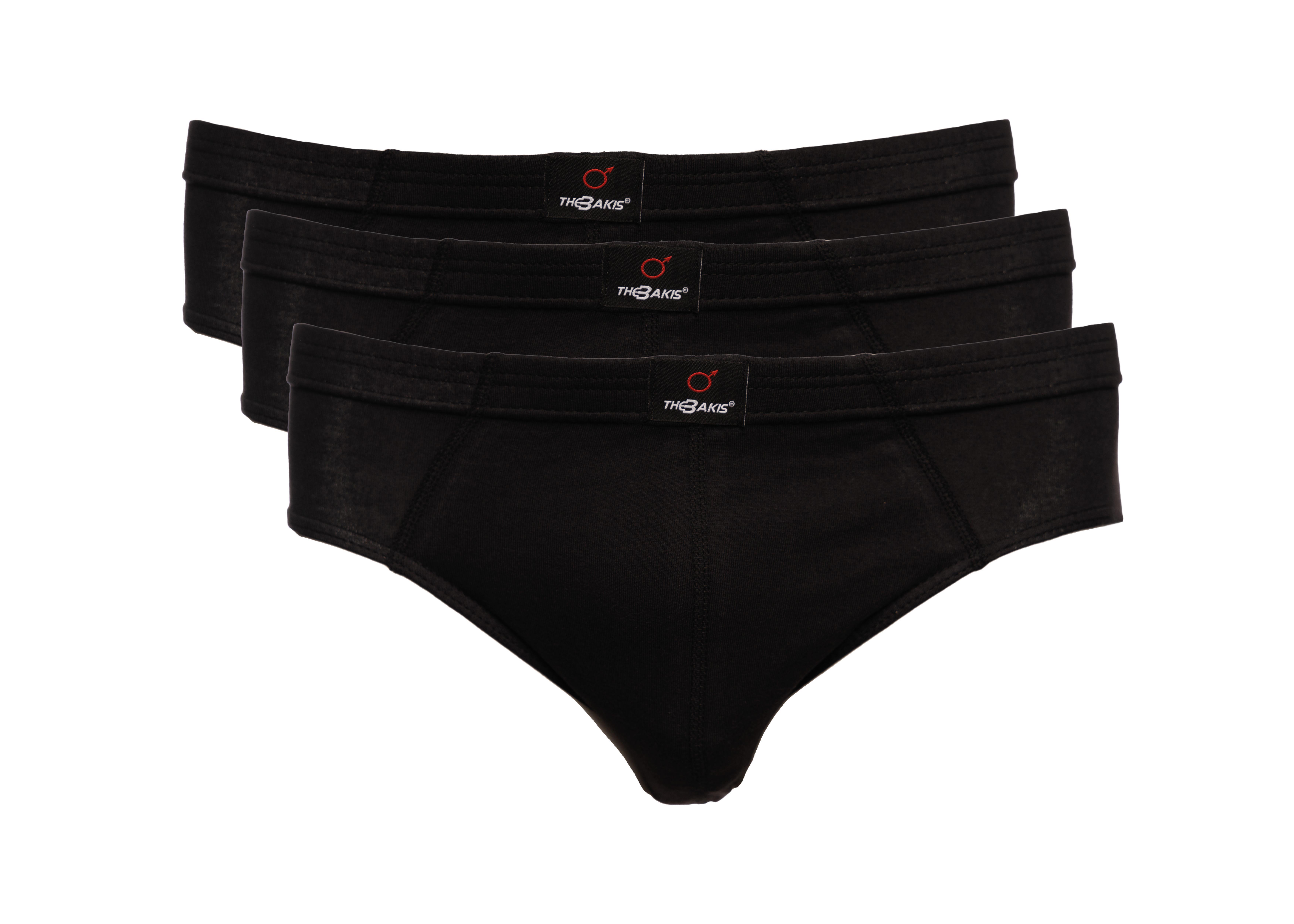 The BAKIS Herren Sportslip, 3er Pack, schwarz, Größe 10