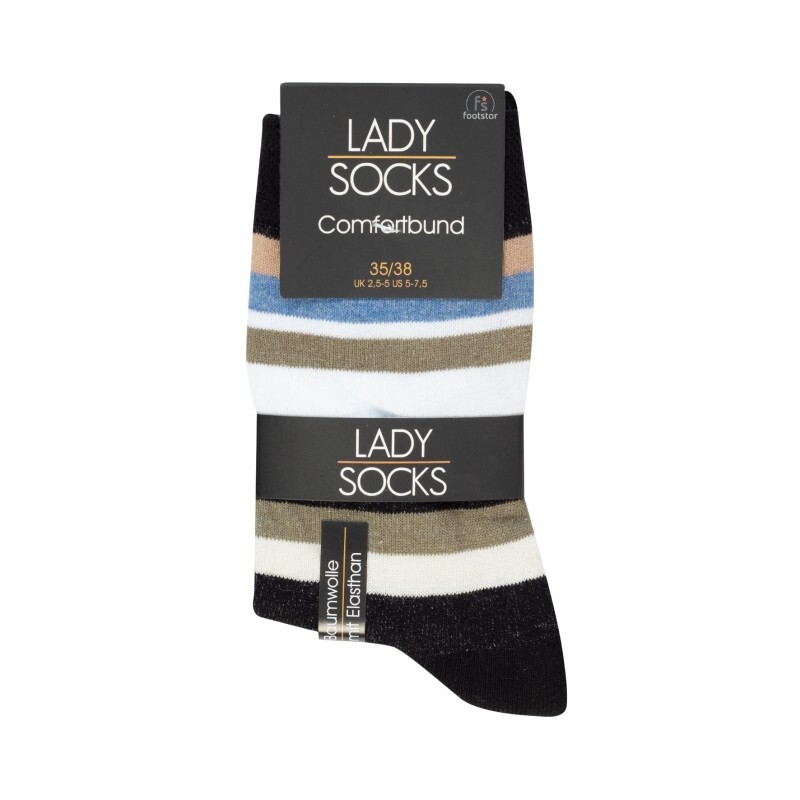 Damen Socken 60024, geringelt, 2 x 4er-Pack, Gr.35/38