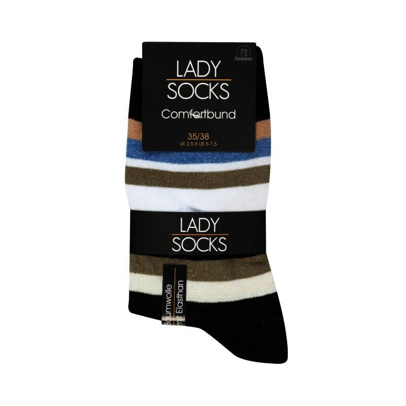 Damen Socken 60024, geringelt, 2 x 4er-Pack, Gr.35/38