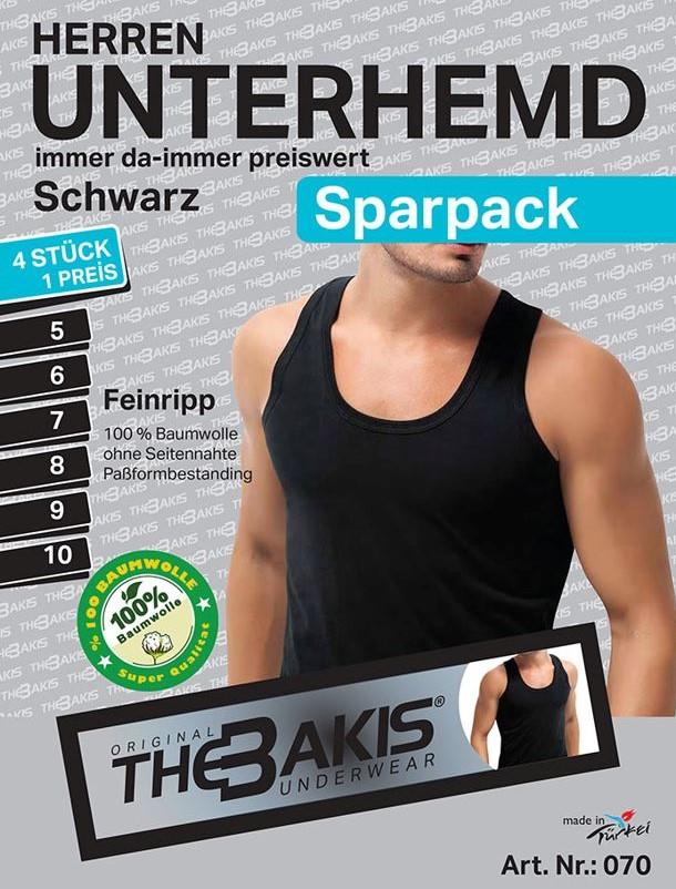 Herren Unterhemd 4 x 4er Pack Feinripp Farbe: Schwarz, Größe 9 Herren Unterhemd 4 x 4er Pack Feinripp Farbe: Schwarz, Größe 9