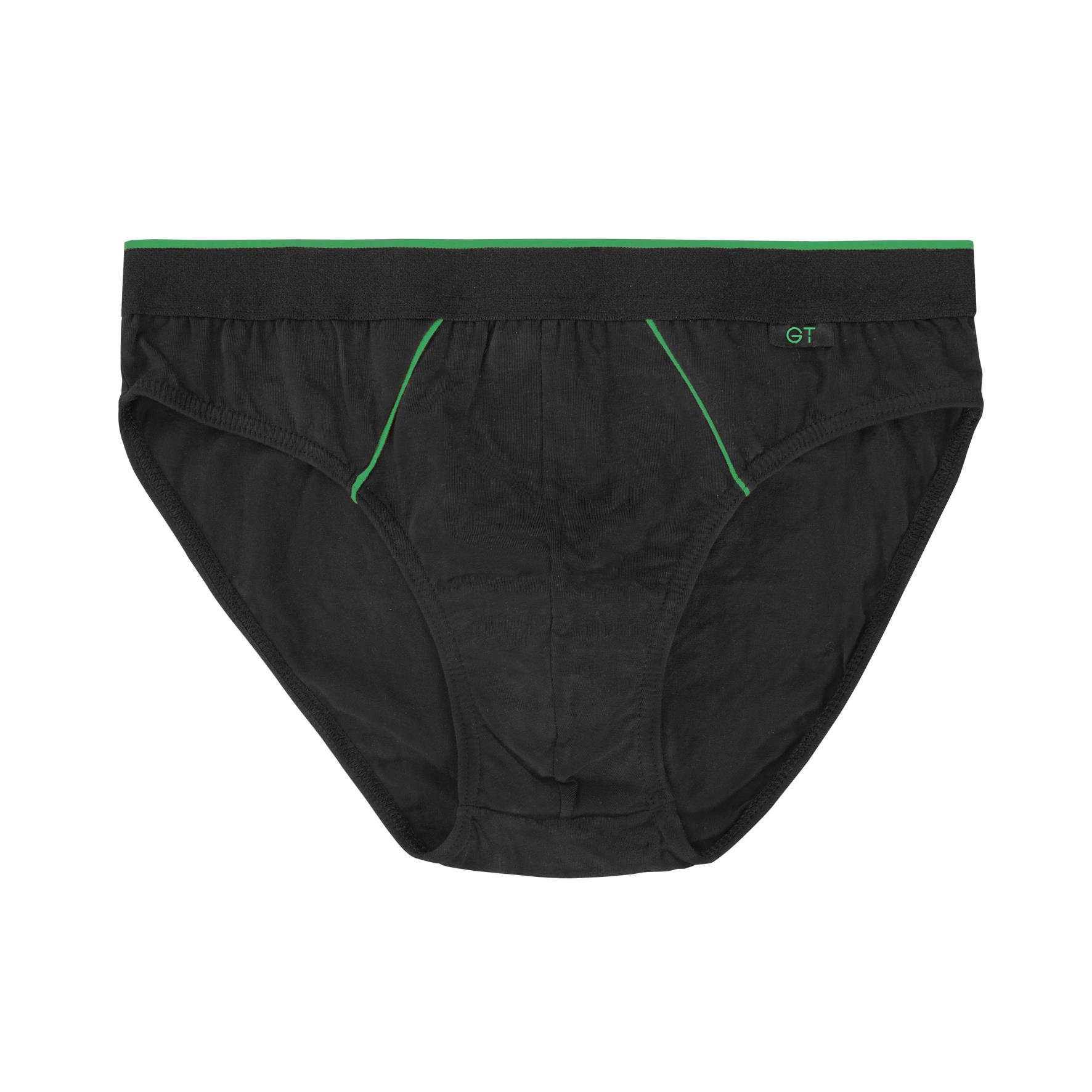 Herren Slips 27438, Schwarz mit versch. Farbigen Paspeln, 4er-Pack, Gr.5
